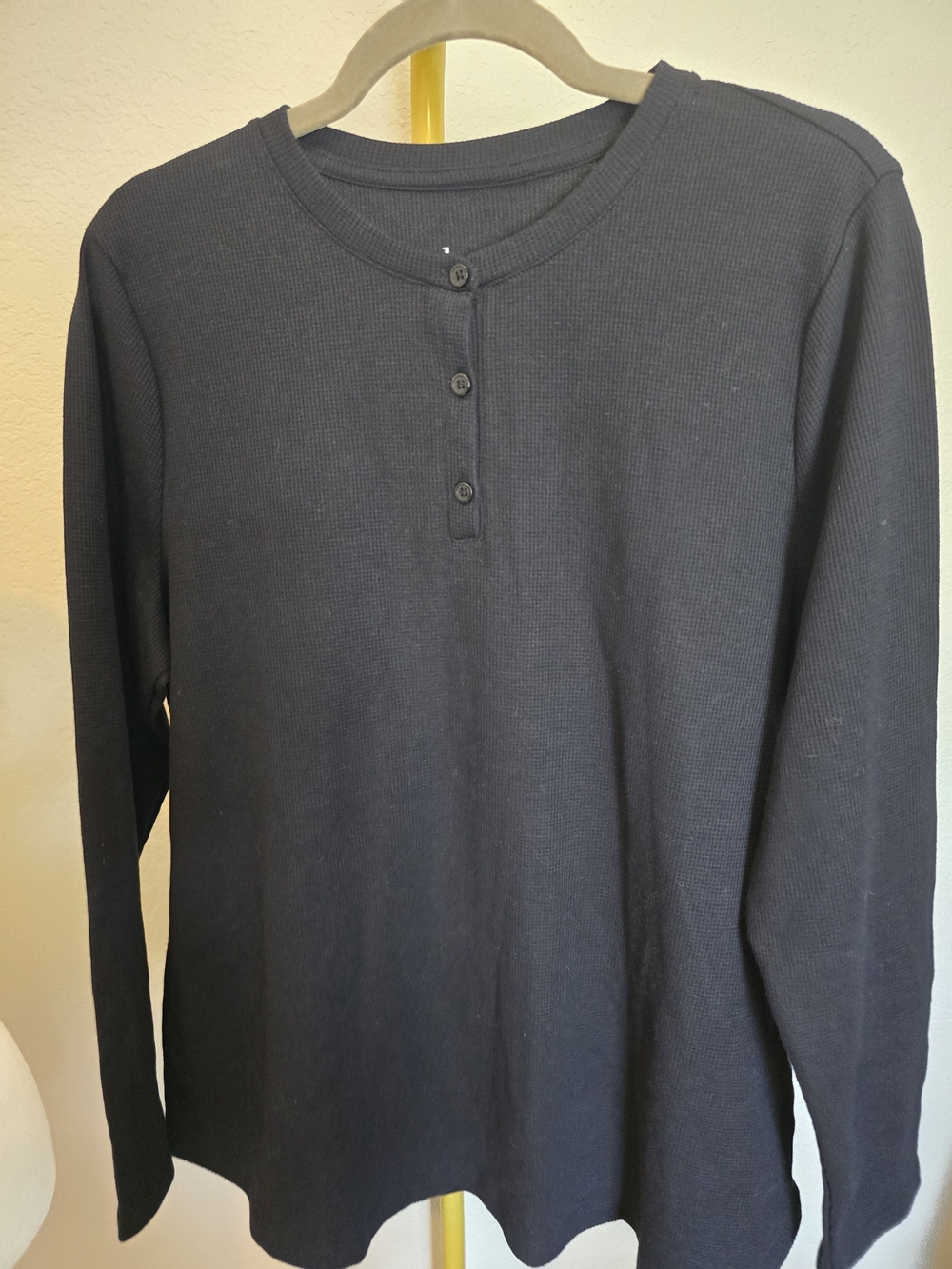 Denim&Co Black Women's Long-Sleeve Henley Top Large
